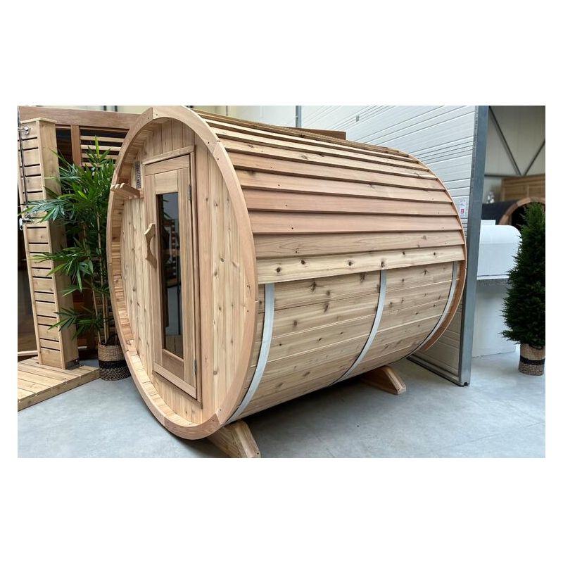 Barrel Sauna Red Cedar Knotty Ø 213 x L 214 cm 