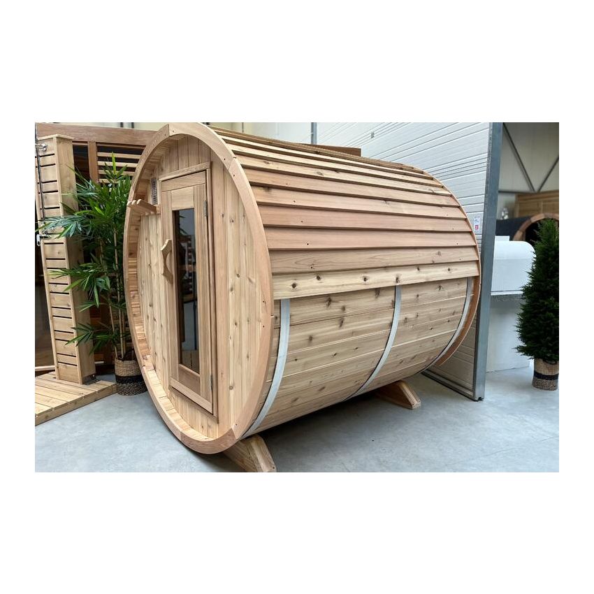 Barrel Sauna Red Cedar Knotty Ø 213 x L 214 cm 