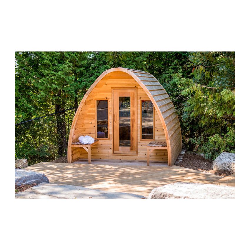 Pod Sauna Red Cedar Knotty L 305 x W 244 CM with Porch on Front 