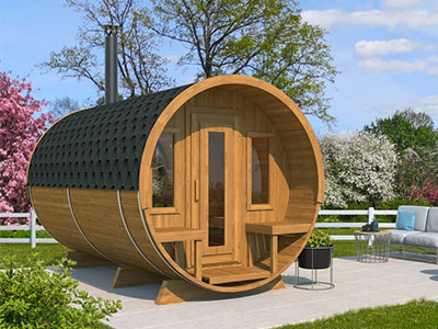 Outdoor Scandinavian Thermowood or Spruce Barrel Saunas